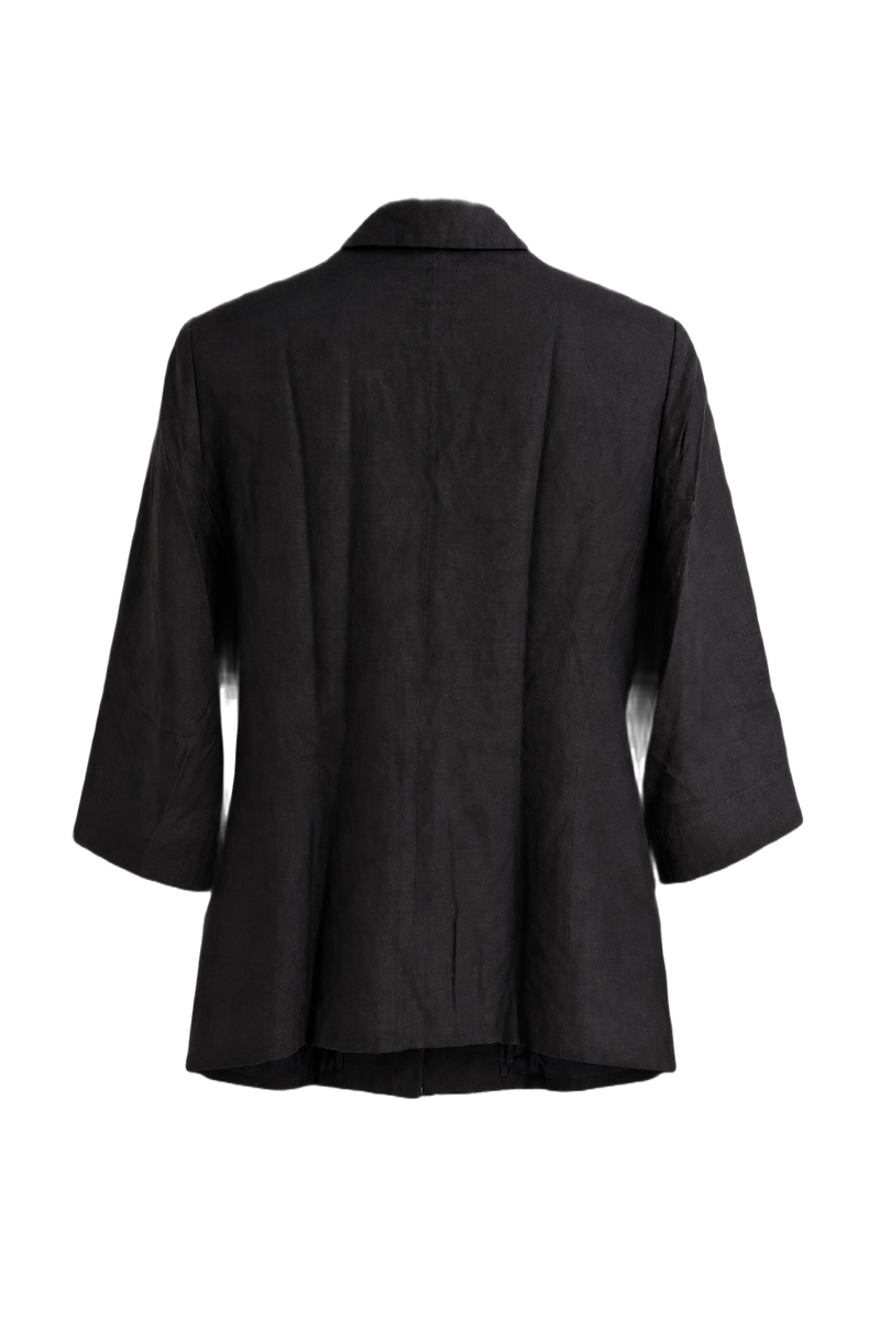 1960s Black Wool Blend Blazer - Back View