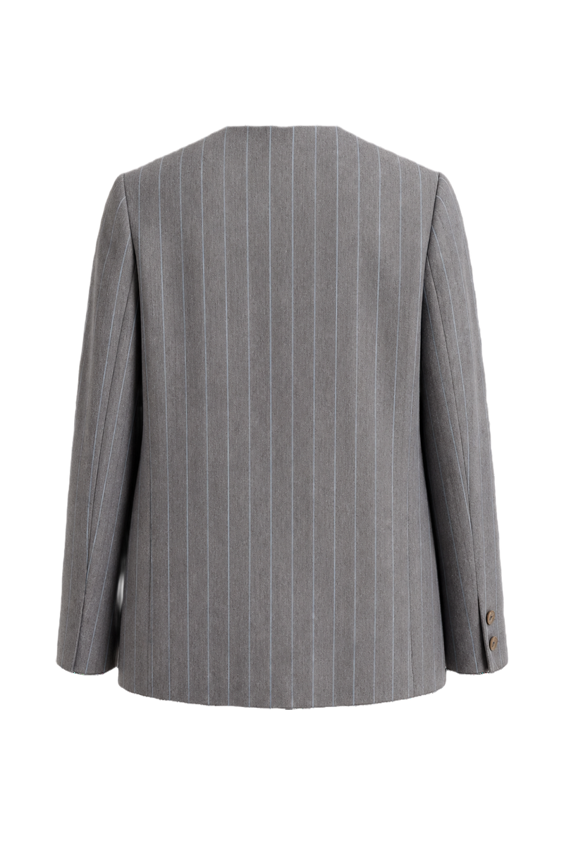 1990s Gray Wool Blend Blazer - Back View