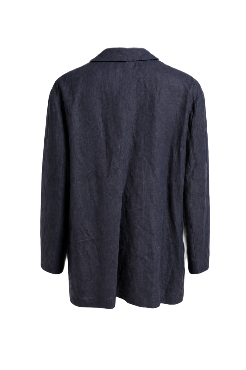 1960s Navy Blue Wool Blend Blazer - Back View