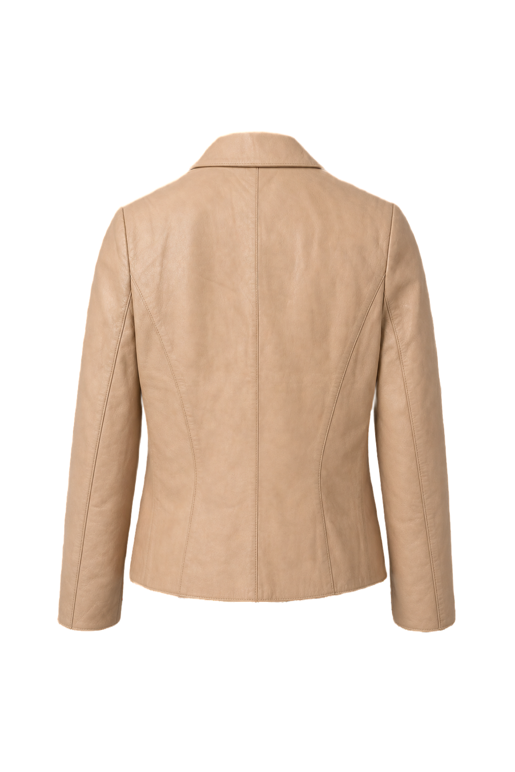 1990s Cream Beige Leather Jacket - Back View