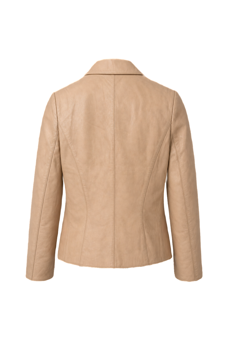 1990s Cream Beige Leather Jacket - Back View