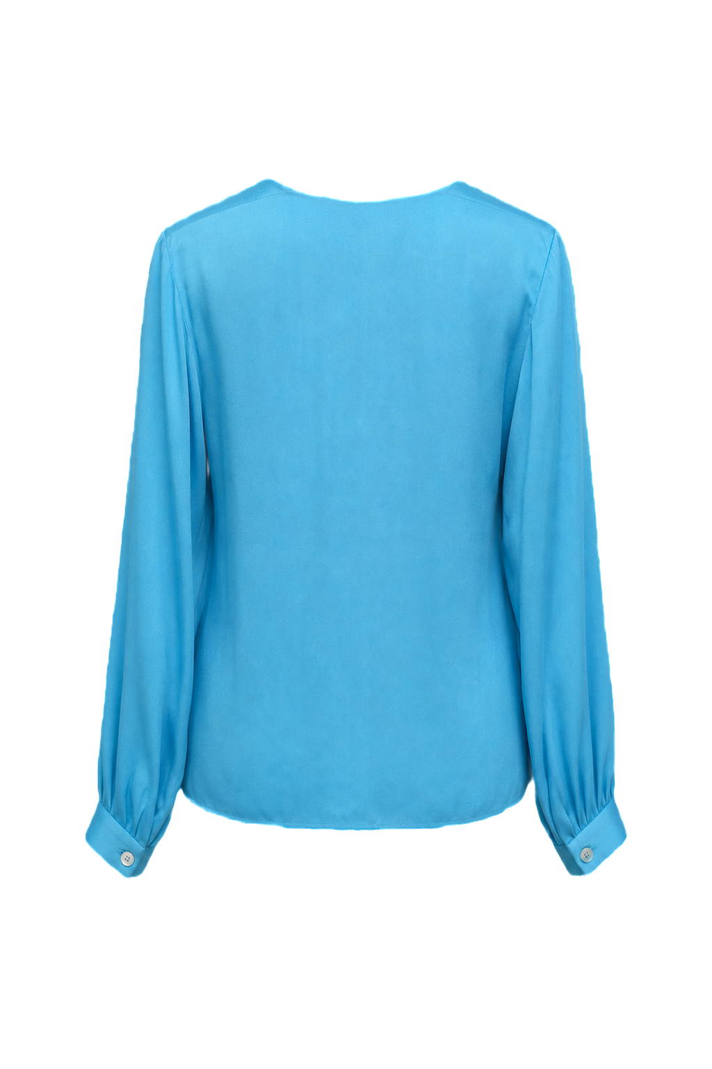 1990s Bright Teal Silk Blouse - Back View