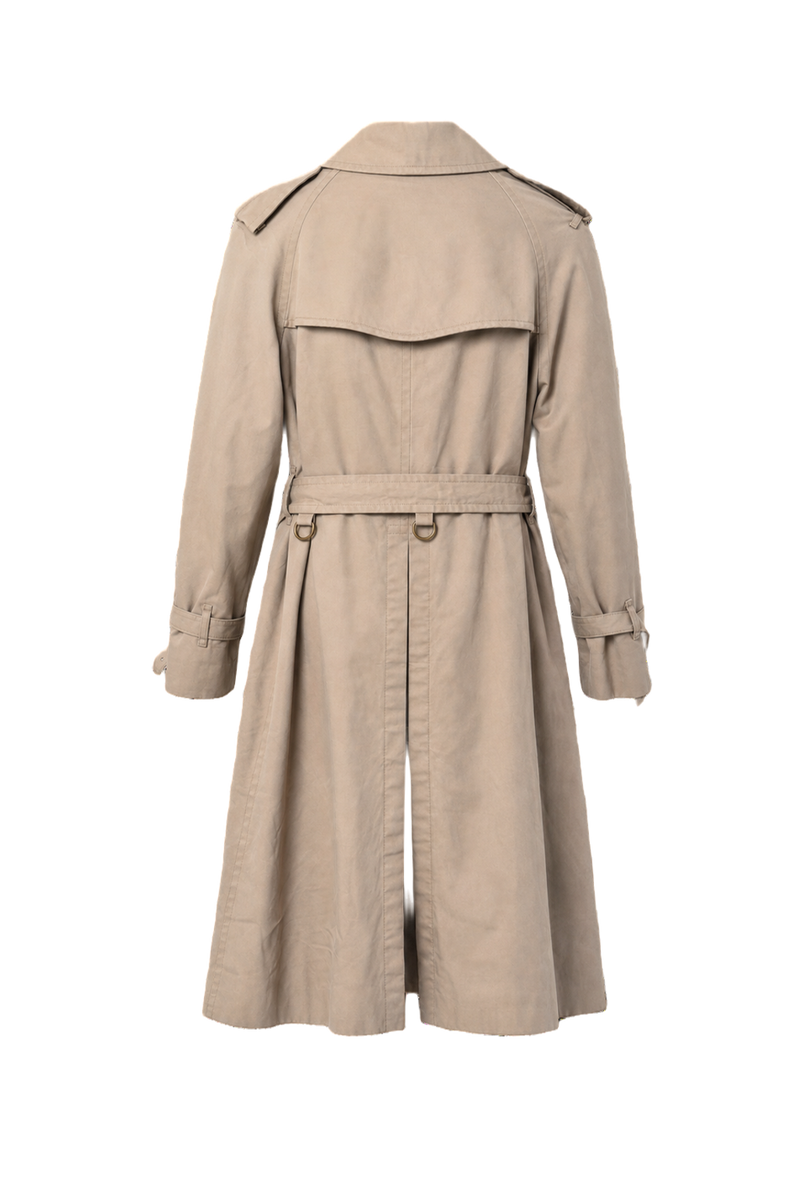 1980s Beige Cotton Trench Coat - Back View