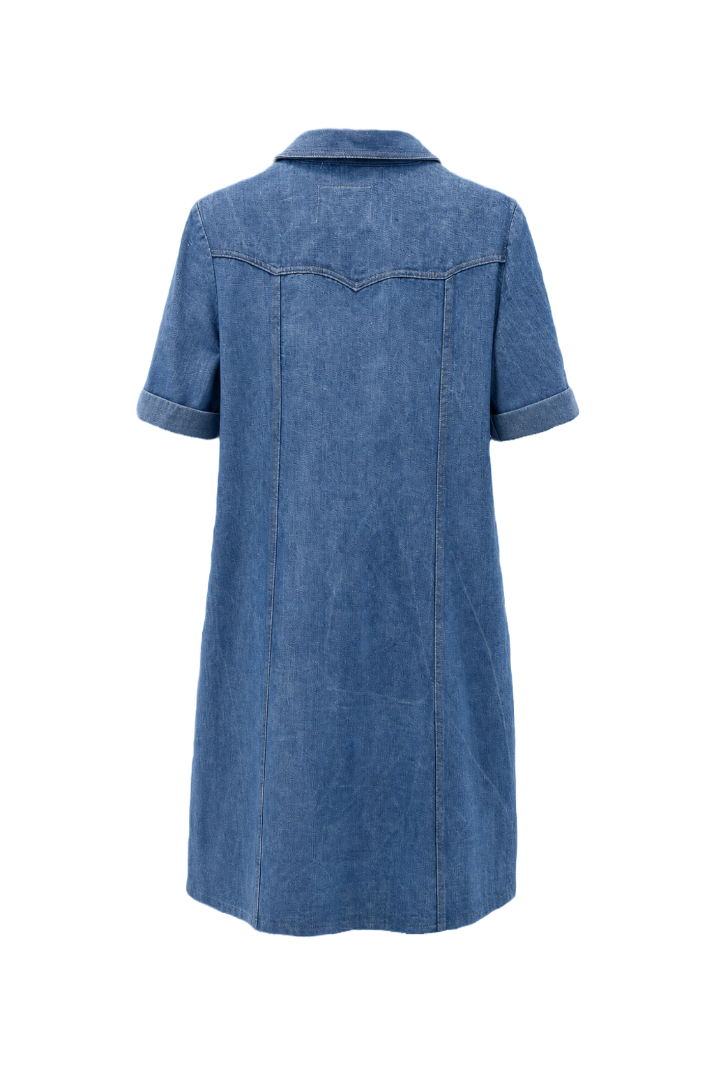 1970s Light Blue Denim Shirt Dress - Back View