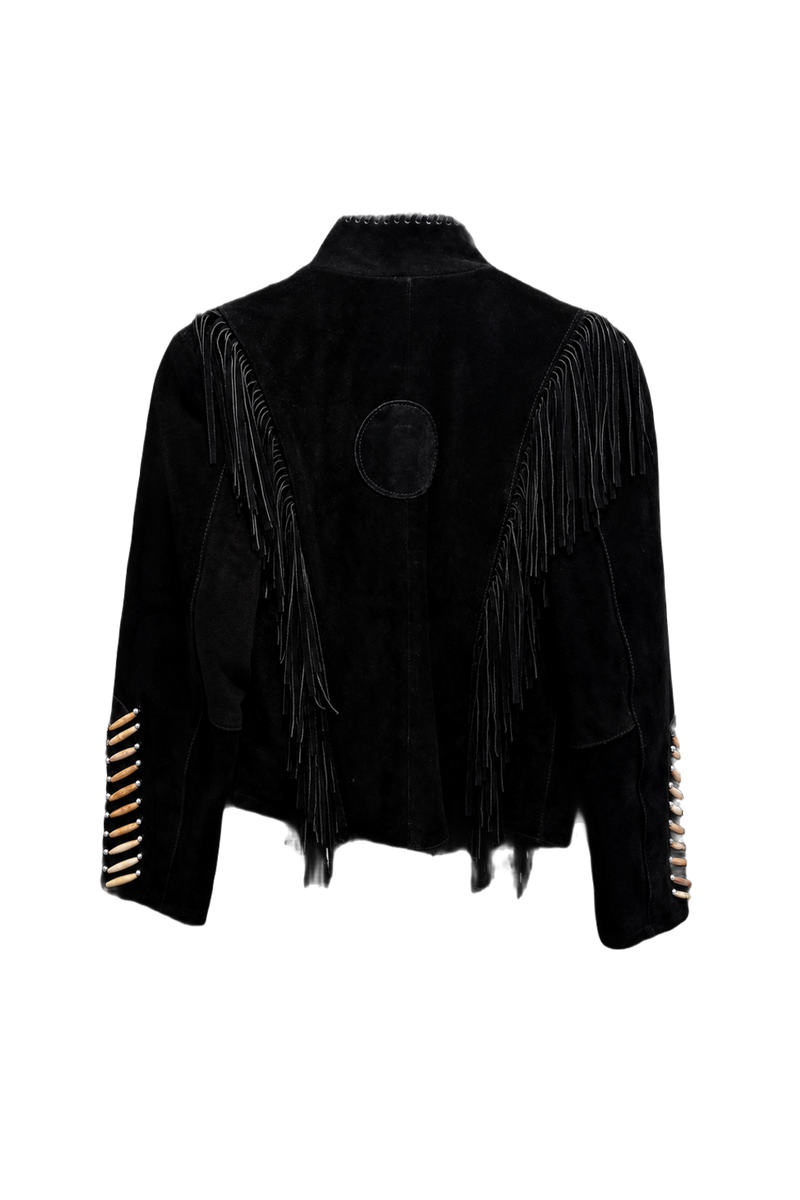1970s Black Suede Jacket - Back View