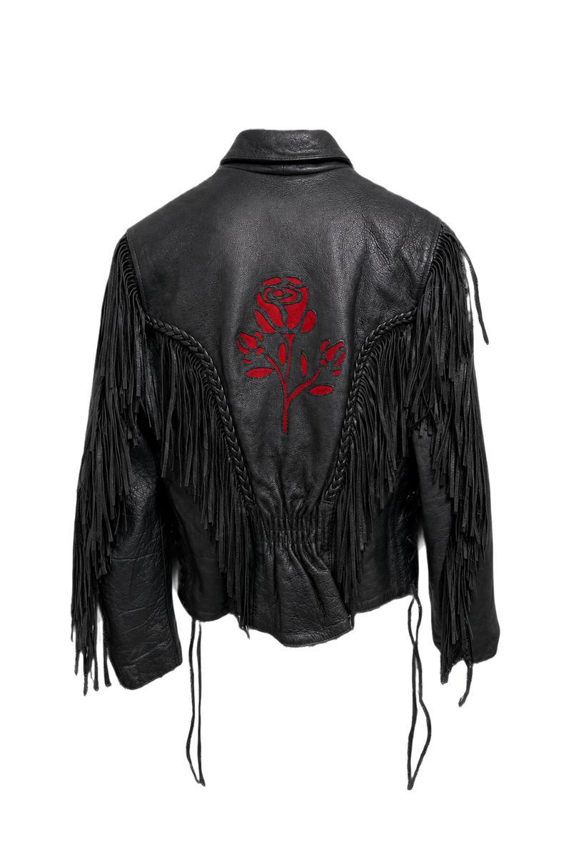 1990s Black Leather Jacket - Back View