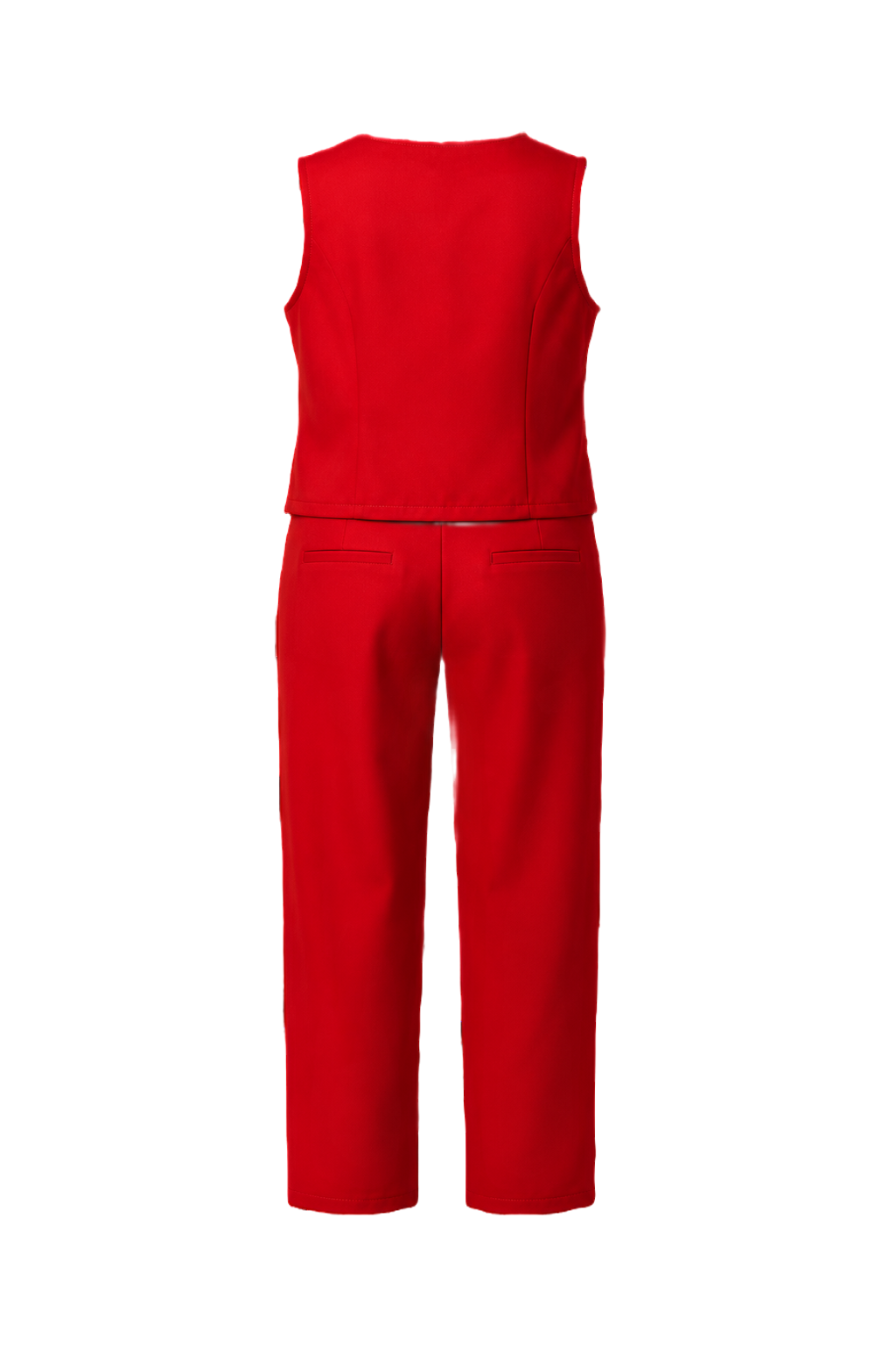 1970s Red Polyester Blend Two-Piece Set - Back View