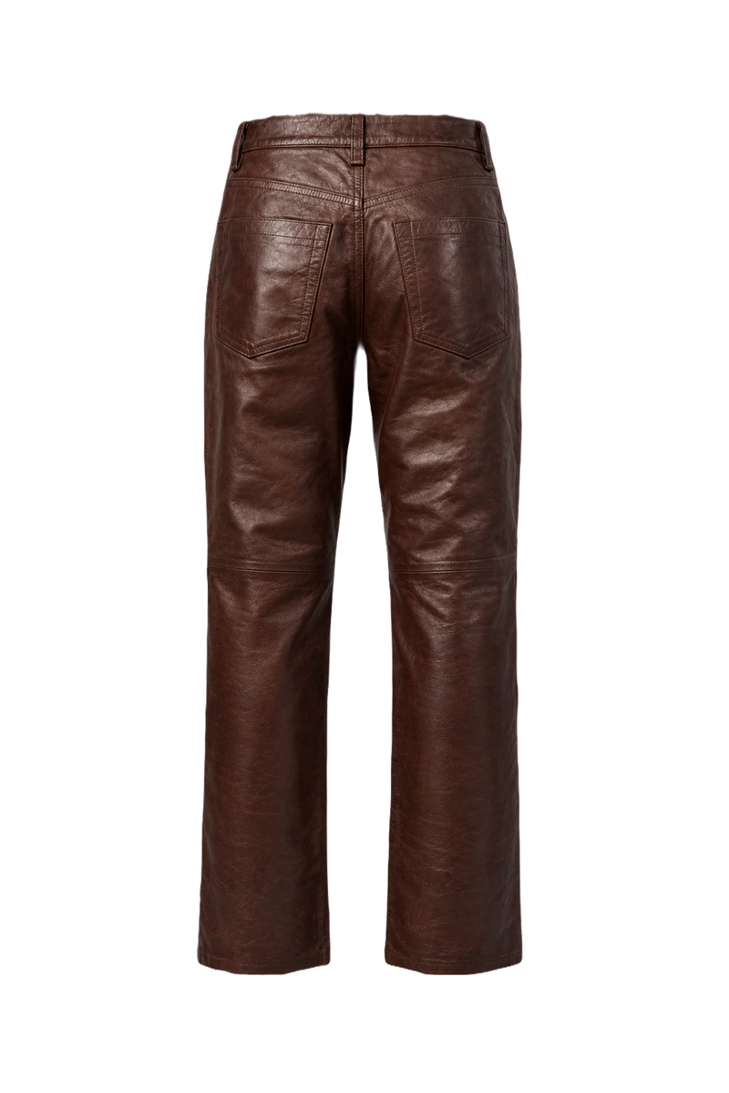 1990s Brown Leather Pants - Back View
