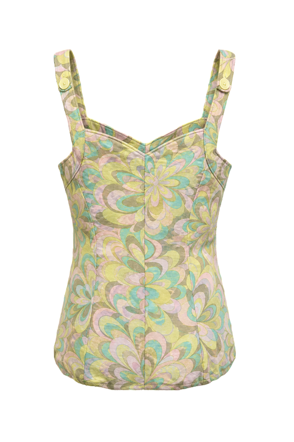 1960s Pastel Green Cotton Blend Tank Top - Back View