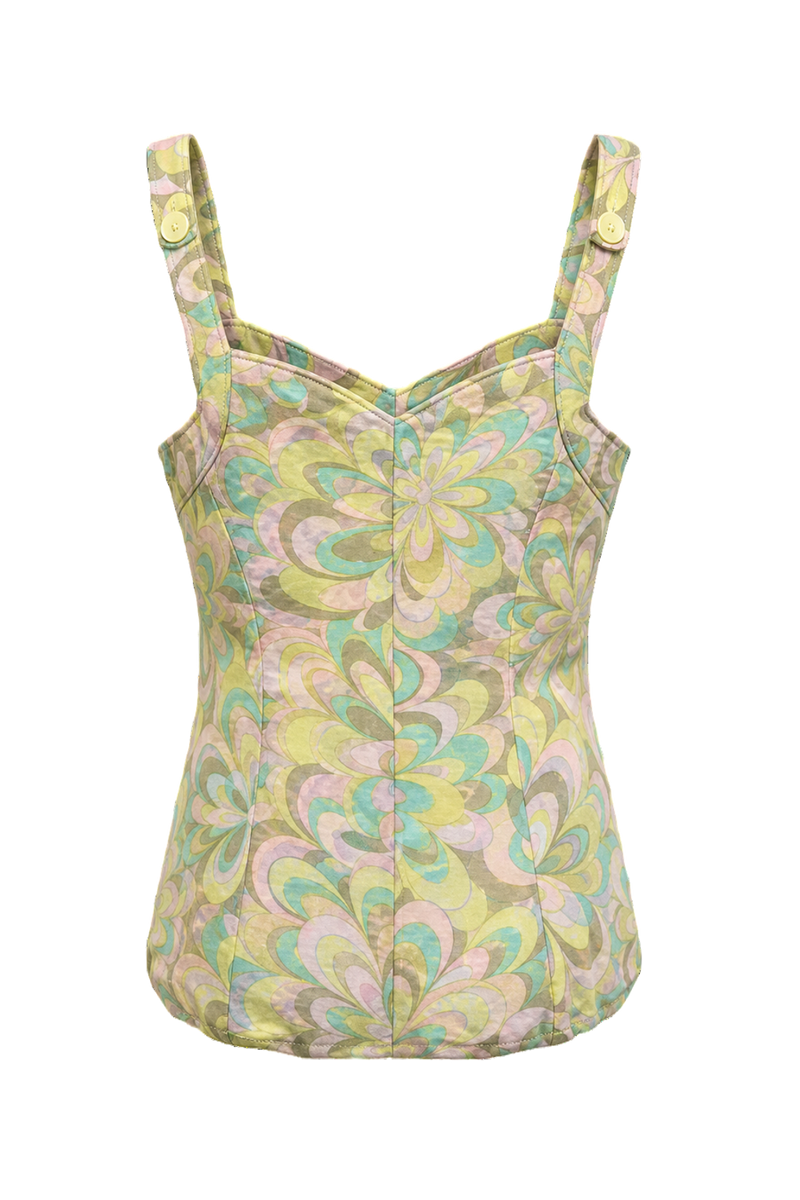 1960s Pastel Green Cotton Blend Tank Top - Back View