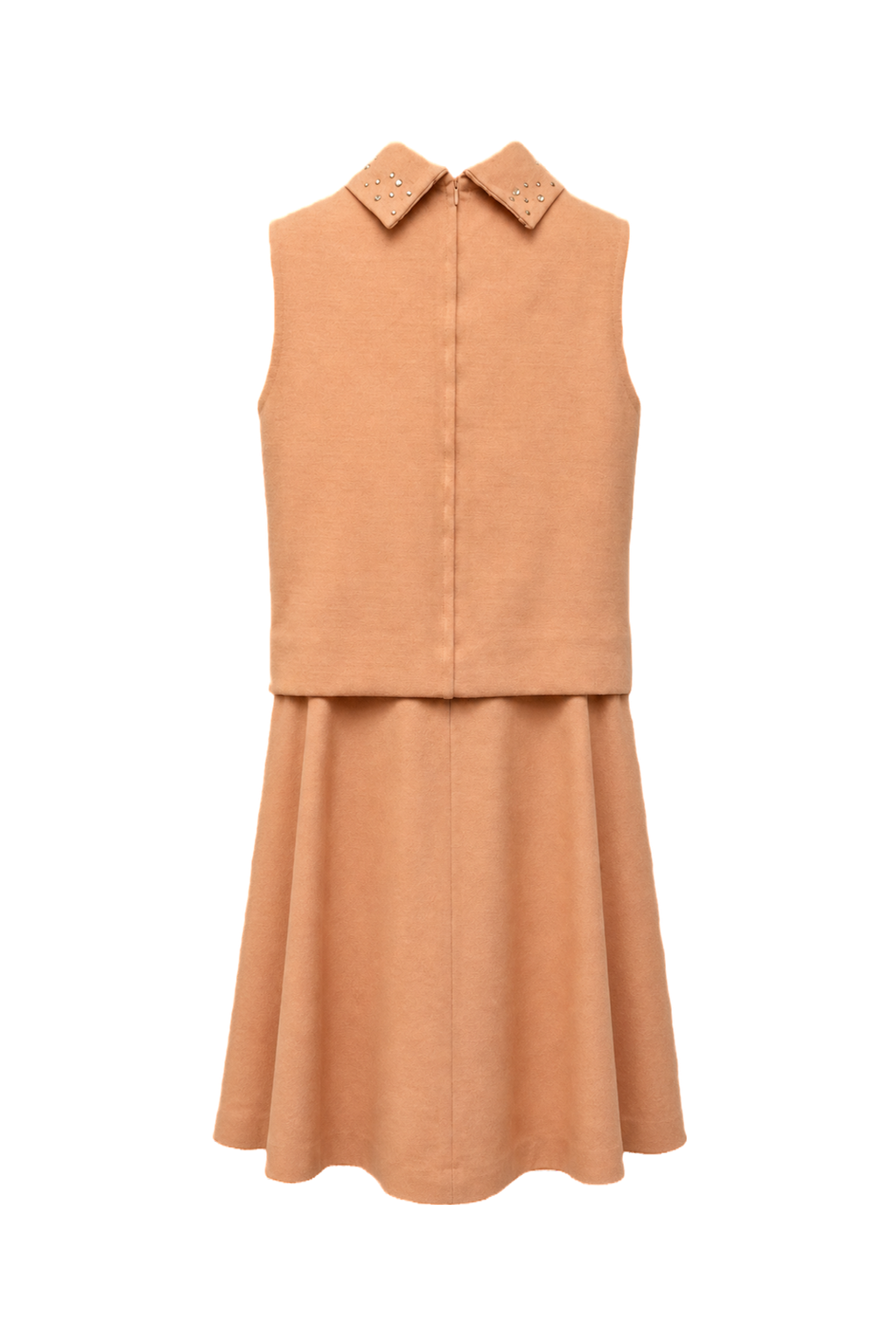 1960s Peach Wool Blend Dress - Back View