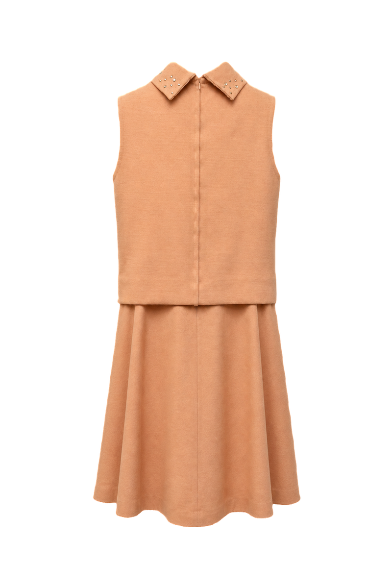 1960s Peach Wool Blend Dress - Back View