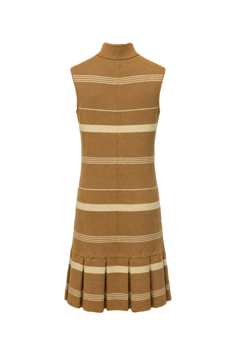 1960s Camel Wool Blend Shift Dress - Back View