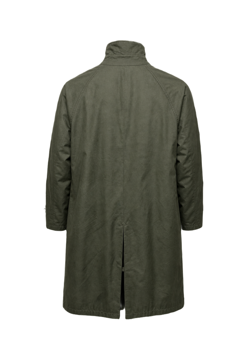 1980s Olive Green Cotton Coat - Back View
