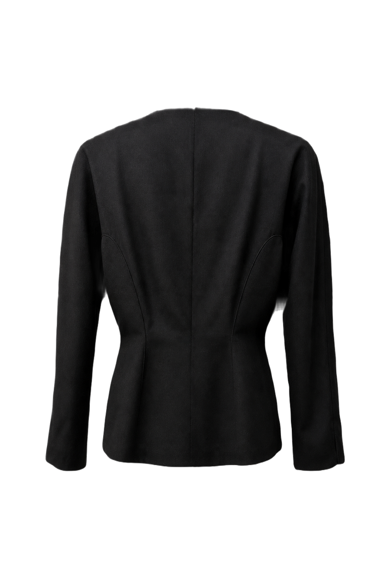 1990s Black Wool Blend Jacket - Back View