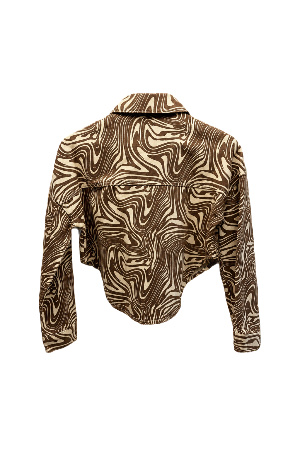 1990s Brown Cream Cotton Blend Shirt - Back View