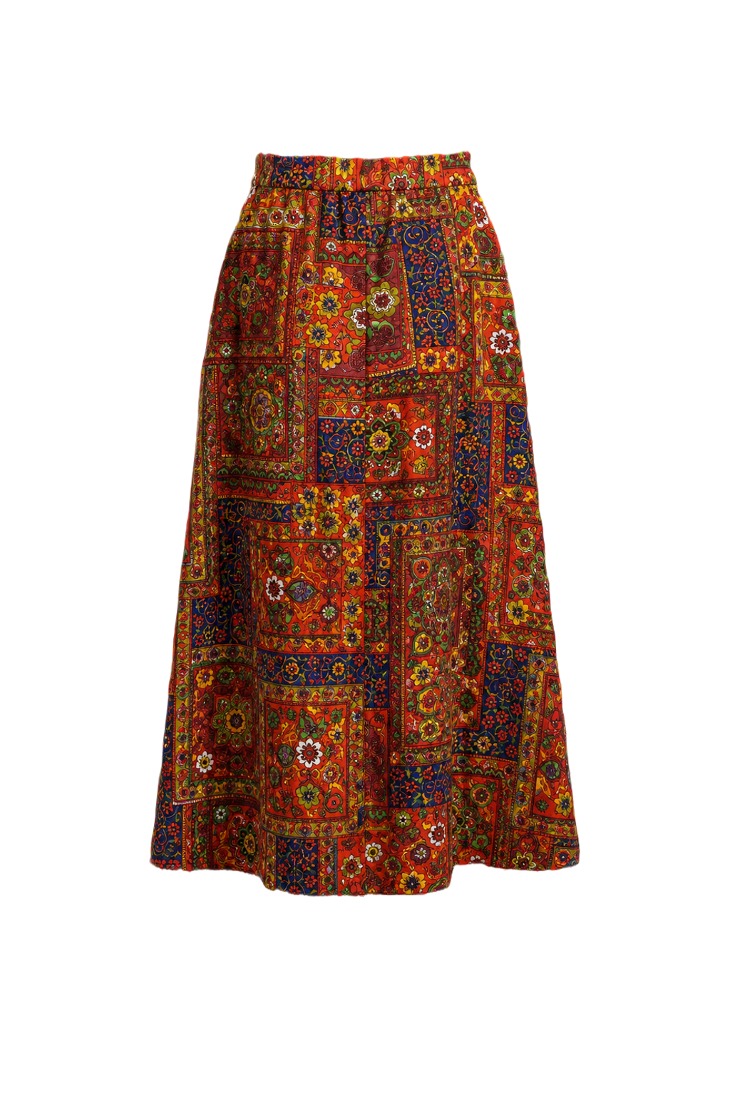 1970s Red Cotton Skirt - Back View