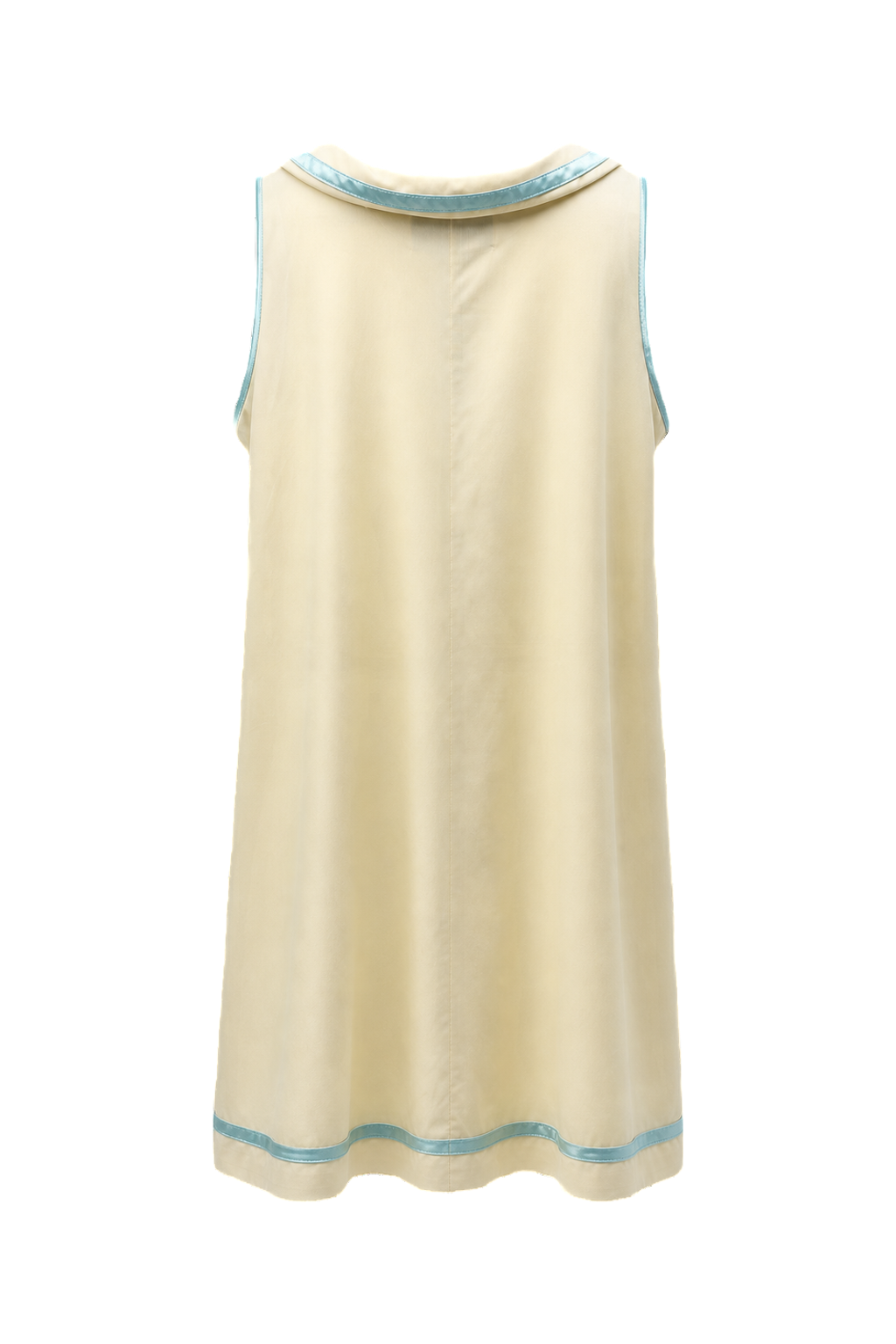 1960s Cream Polyester Shift Dress - Back View