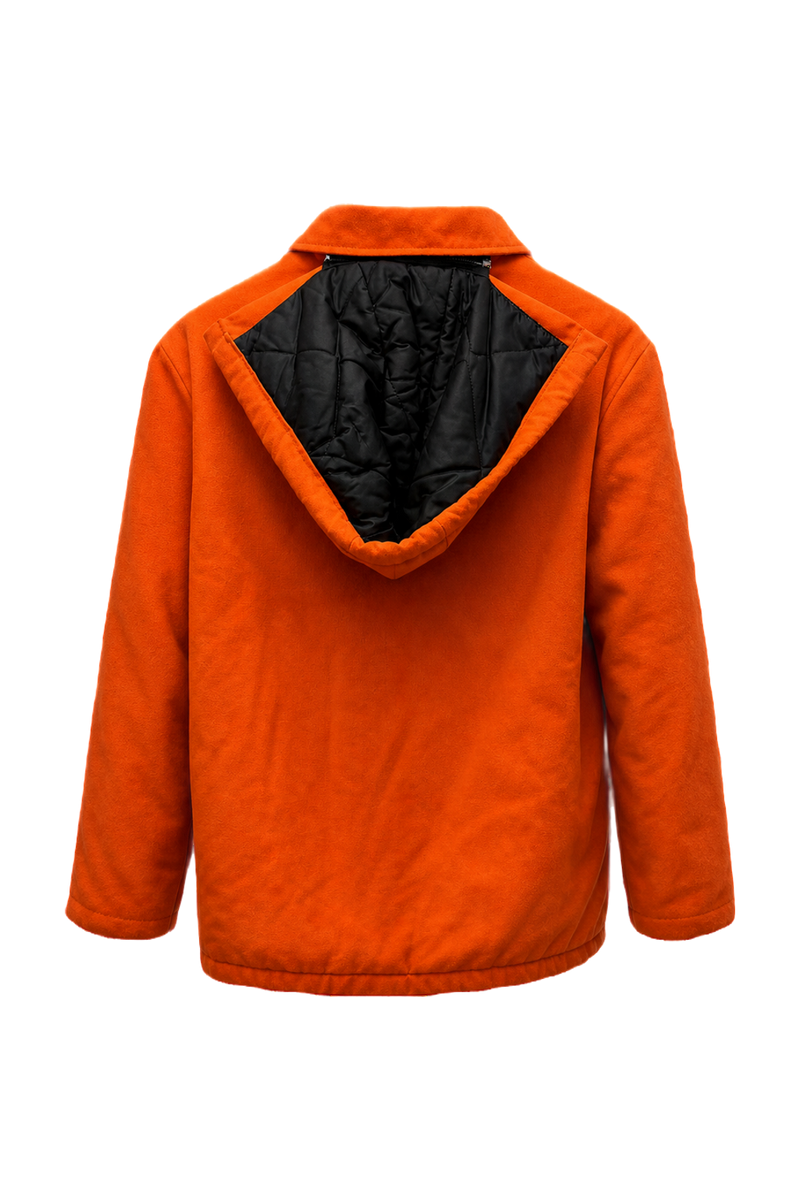 1990s Bright Orange Cotton Blend Jacket - Back View