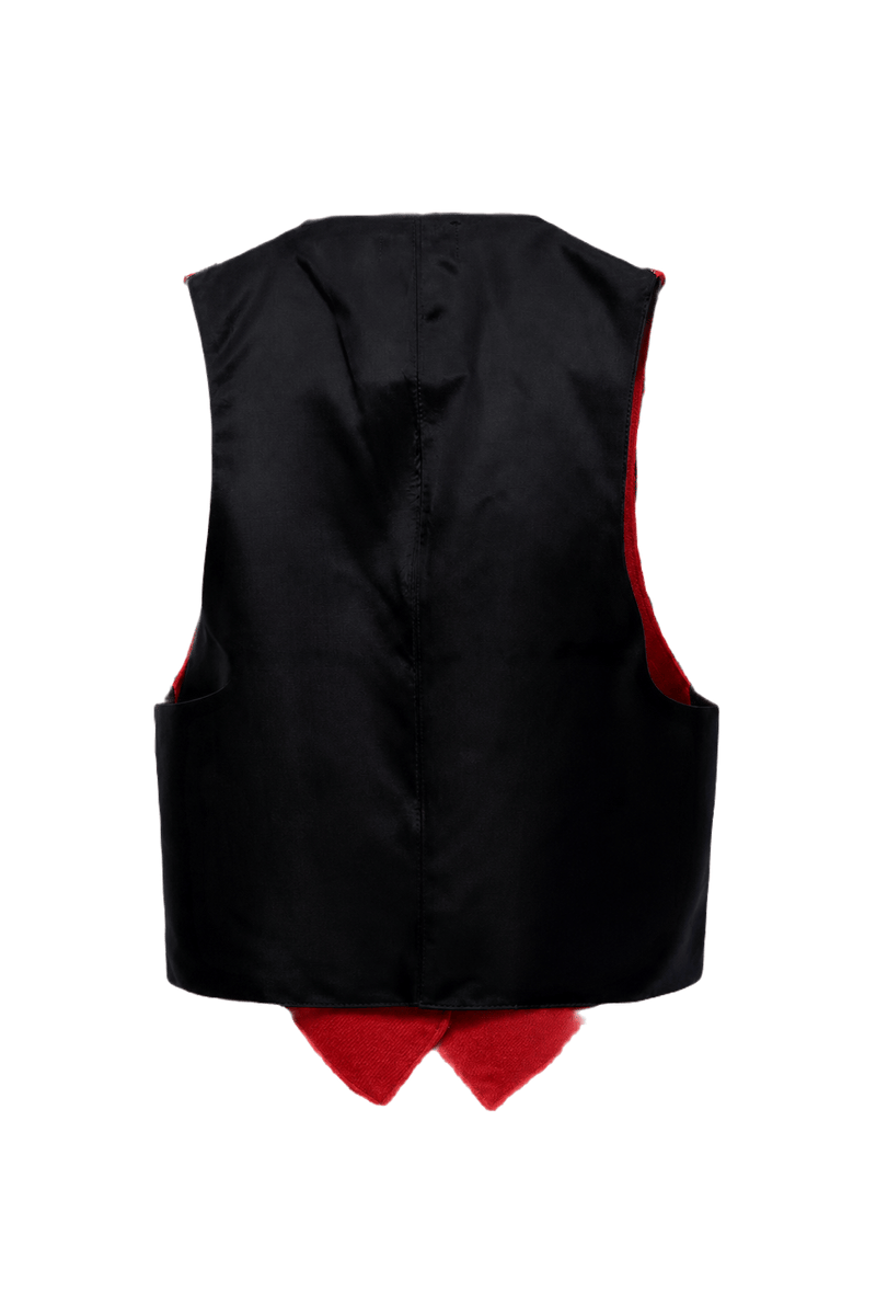 1970s Red Cotton Blend Vest - Back View