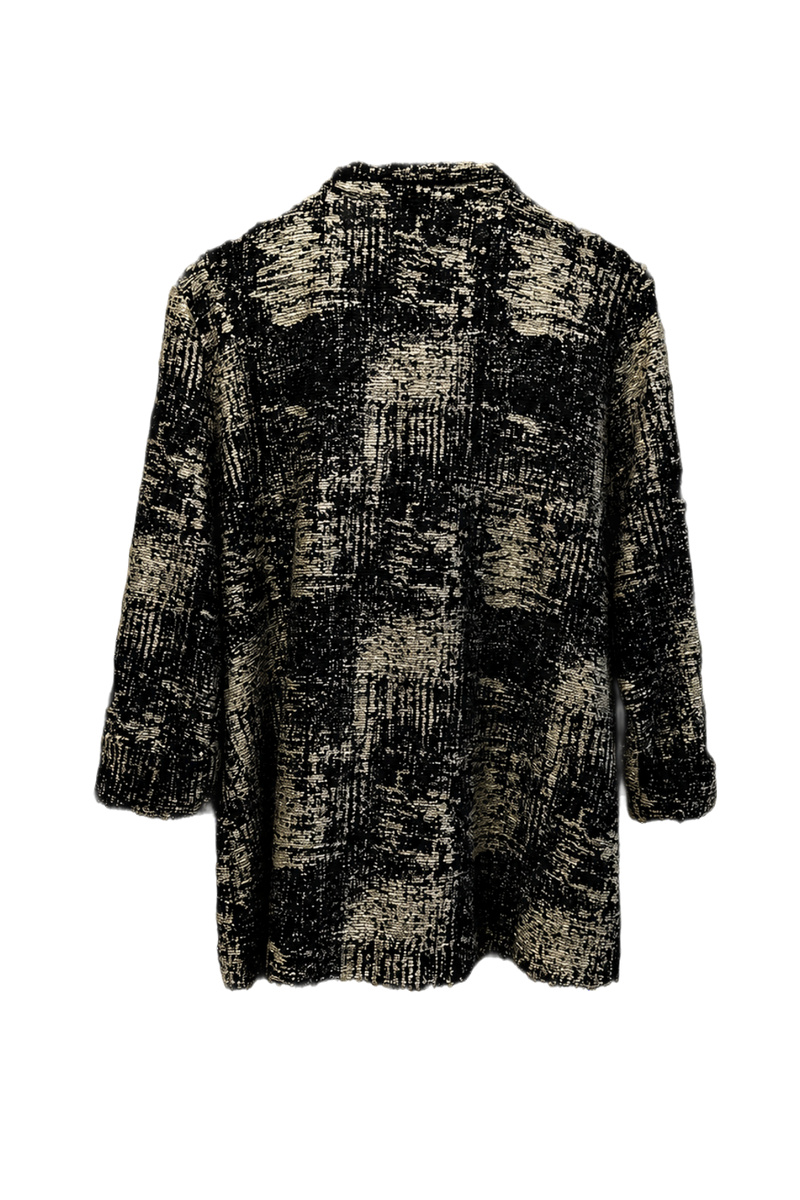 1980s Black Beige Wool Blend Jacket - Back View