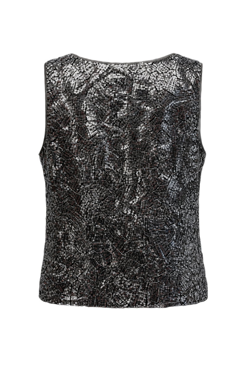1980s Silver Sequin Blouse - Back View