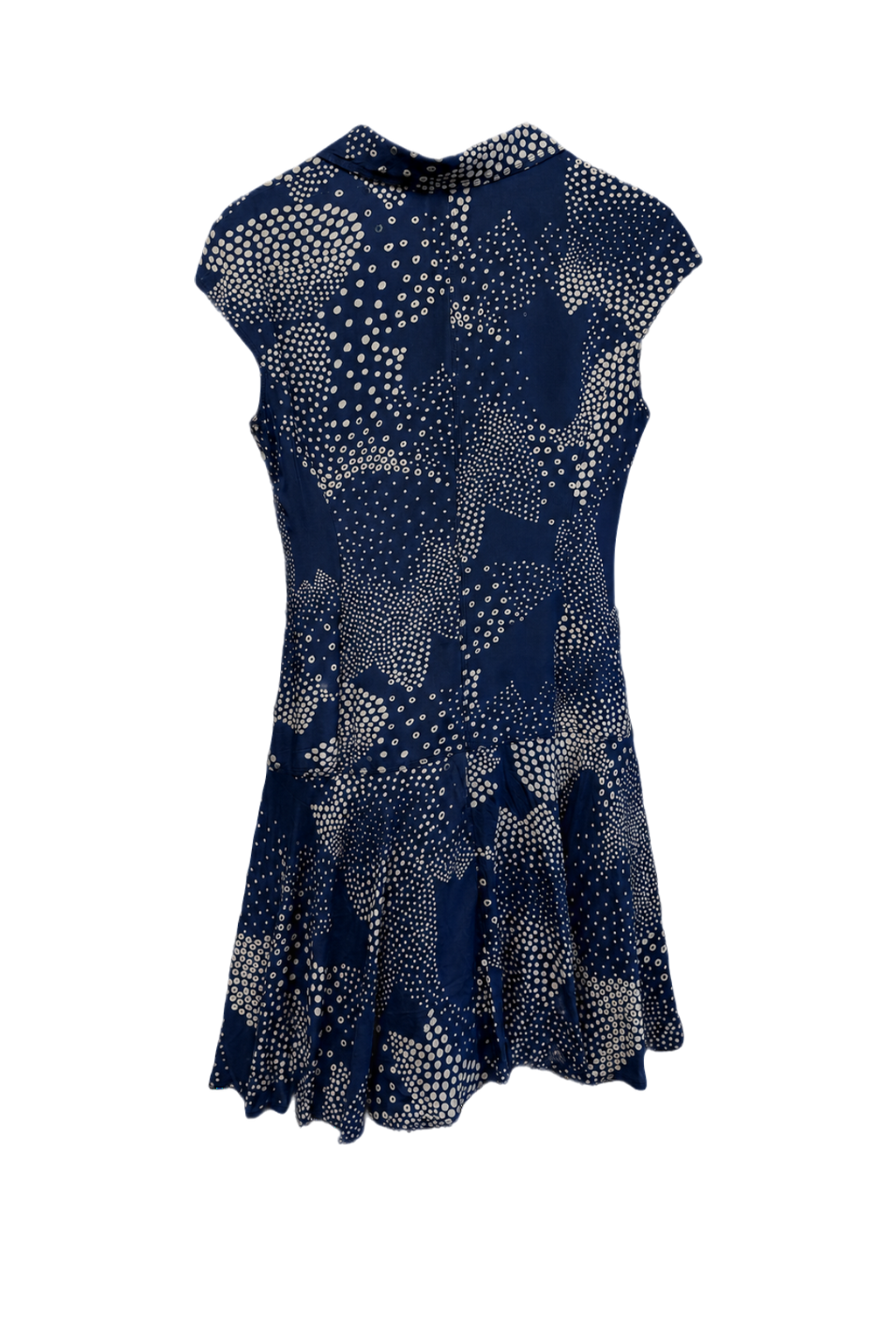 1990s Navy Blue Cotton Blend Dress - Back View