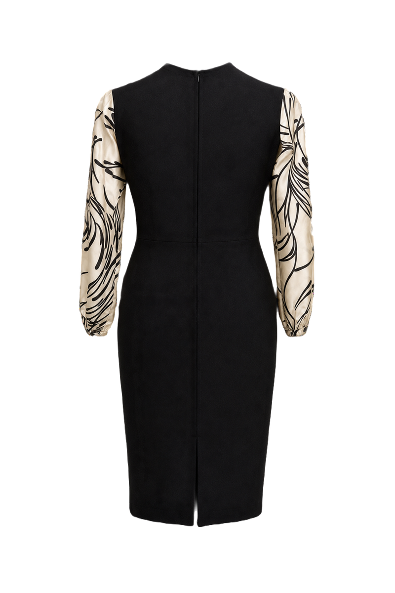 1980s Black Silk Blend Dress - Back View