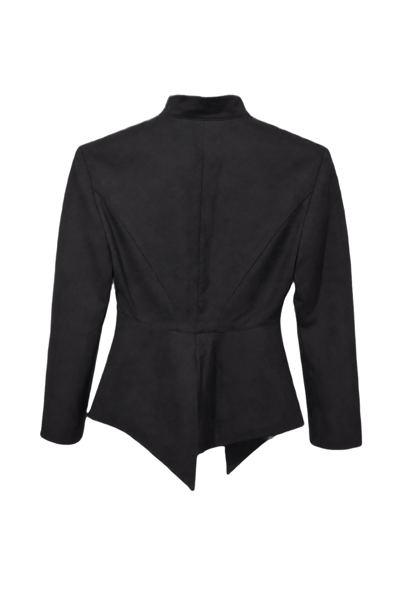 1970s Black Wool Blend Blazer - Back View