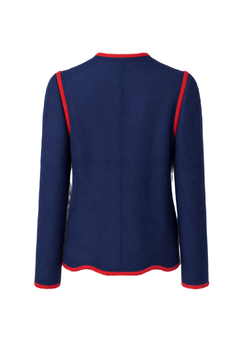 1970s Navy Blue Wool Blend Blazer - Back View