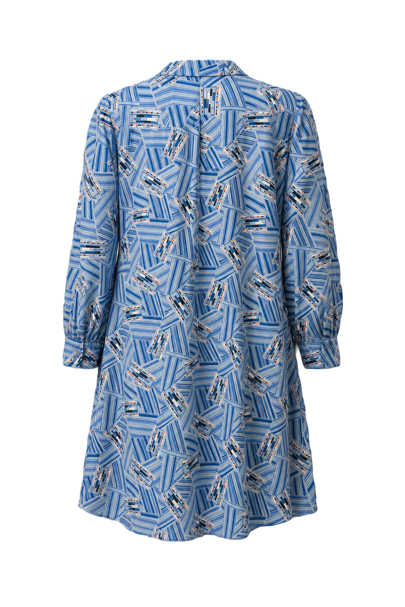 1960s Blue Polyester Dress - Back View