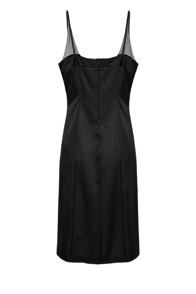 1990s Black Silk Slip Dress - Back View