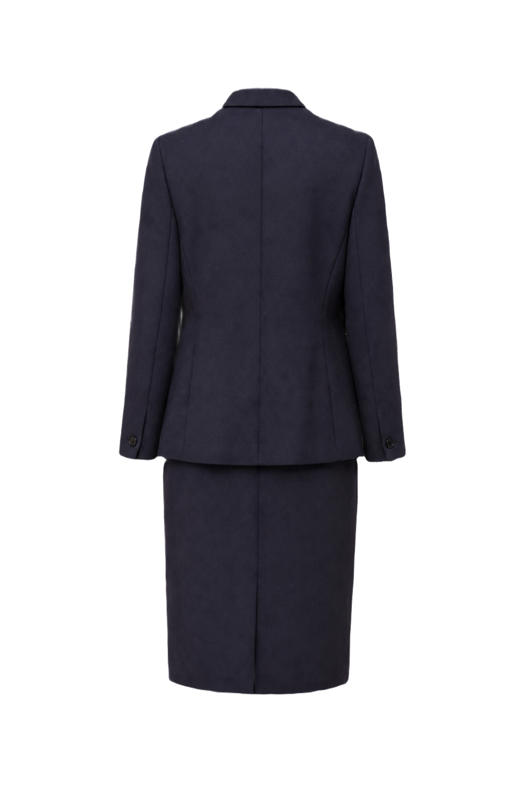1980s Navy Blue Wool Blend Blazer & Skirt Set - Back View