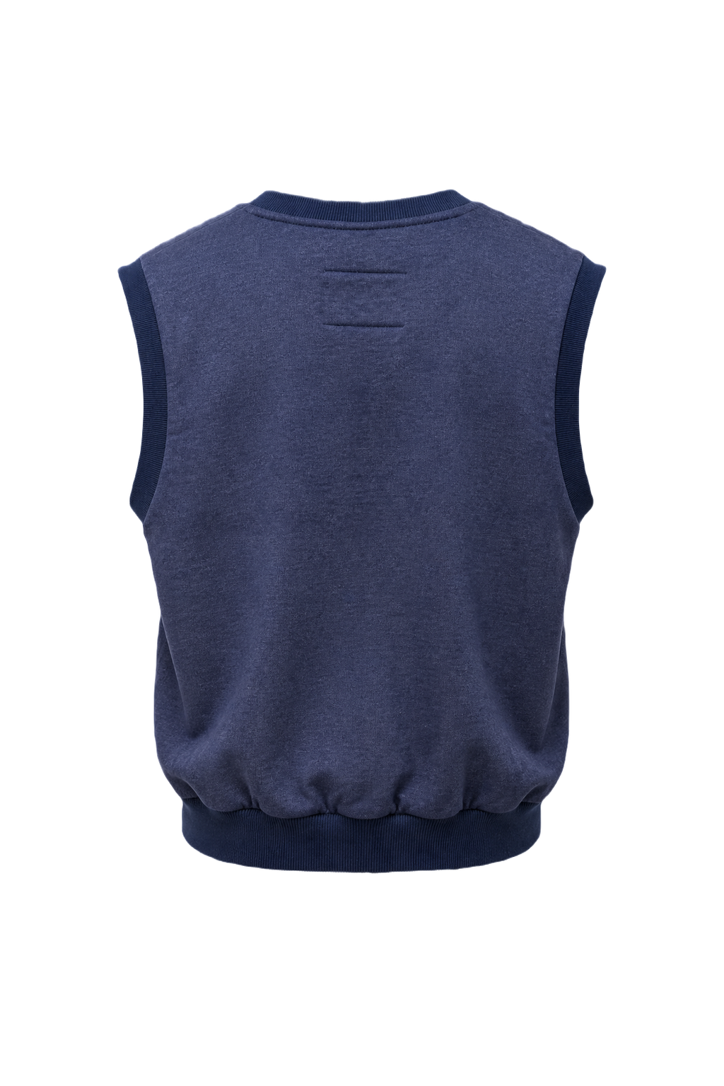 1980s Navy Blue Cotton Blend Sleeveless Sweatshirt - Back View
