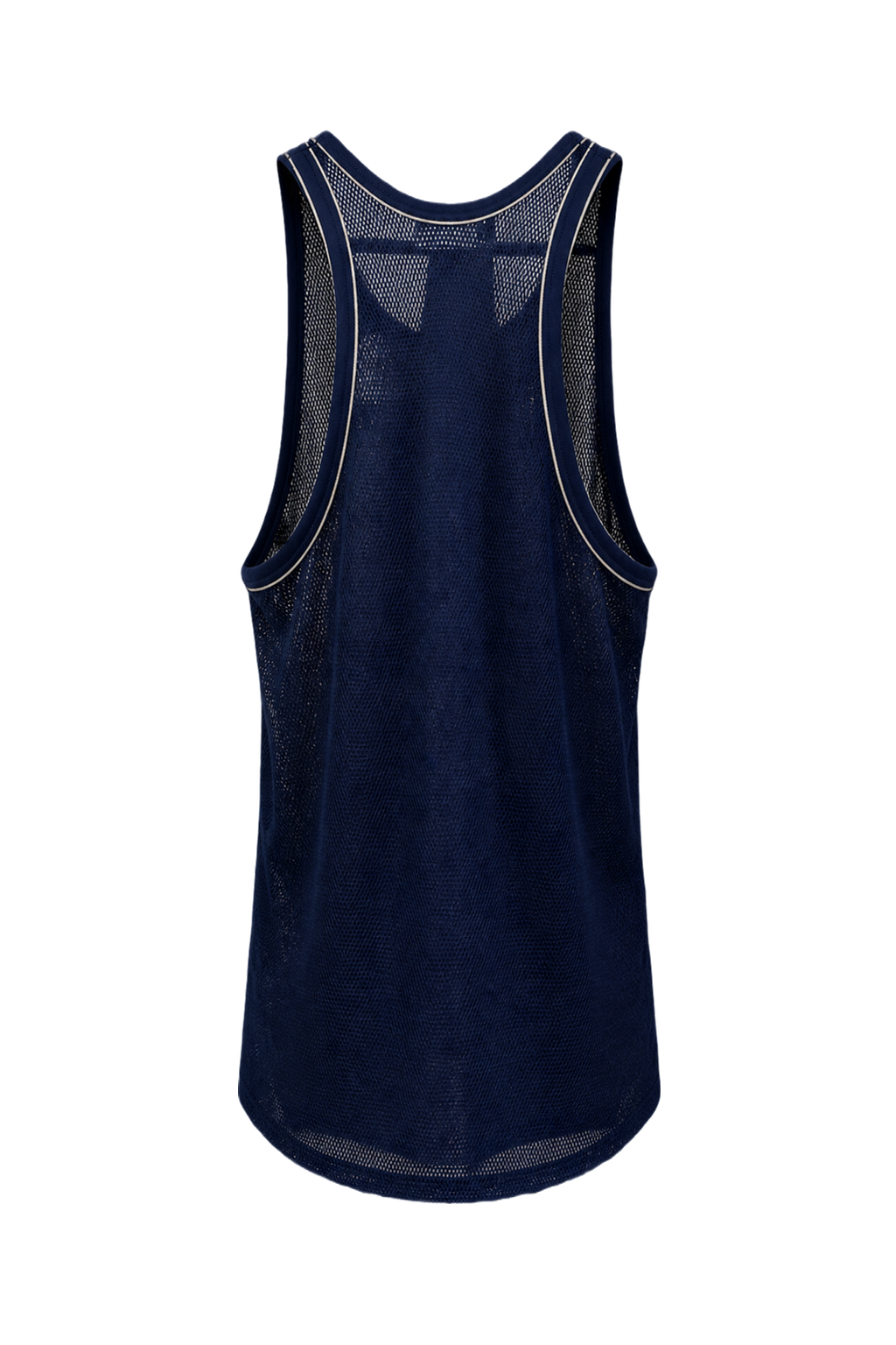 1980s Navy Blue Polyester Tank Top - Back View