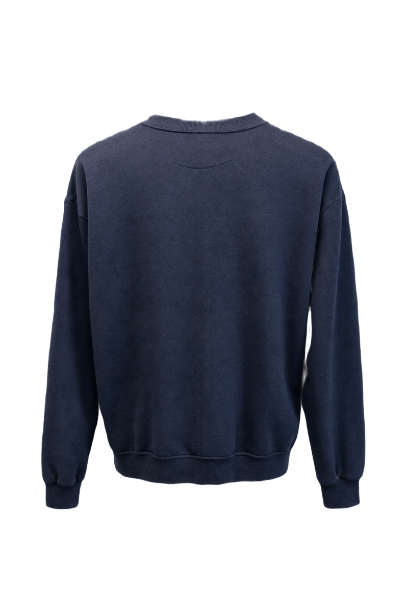 1990s Navy Blue Cotton Blend Sweater - Back View