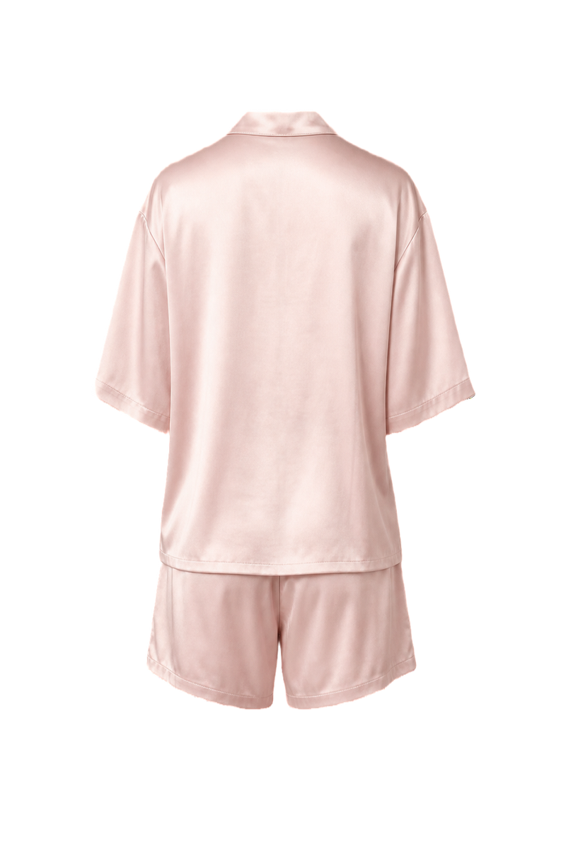 1990s Pastel Pink Silk 2-Piece Set - Back View