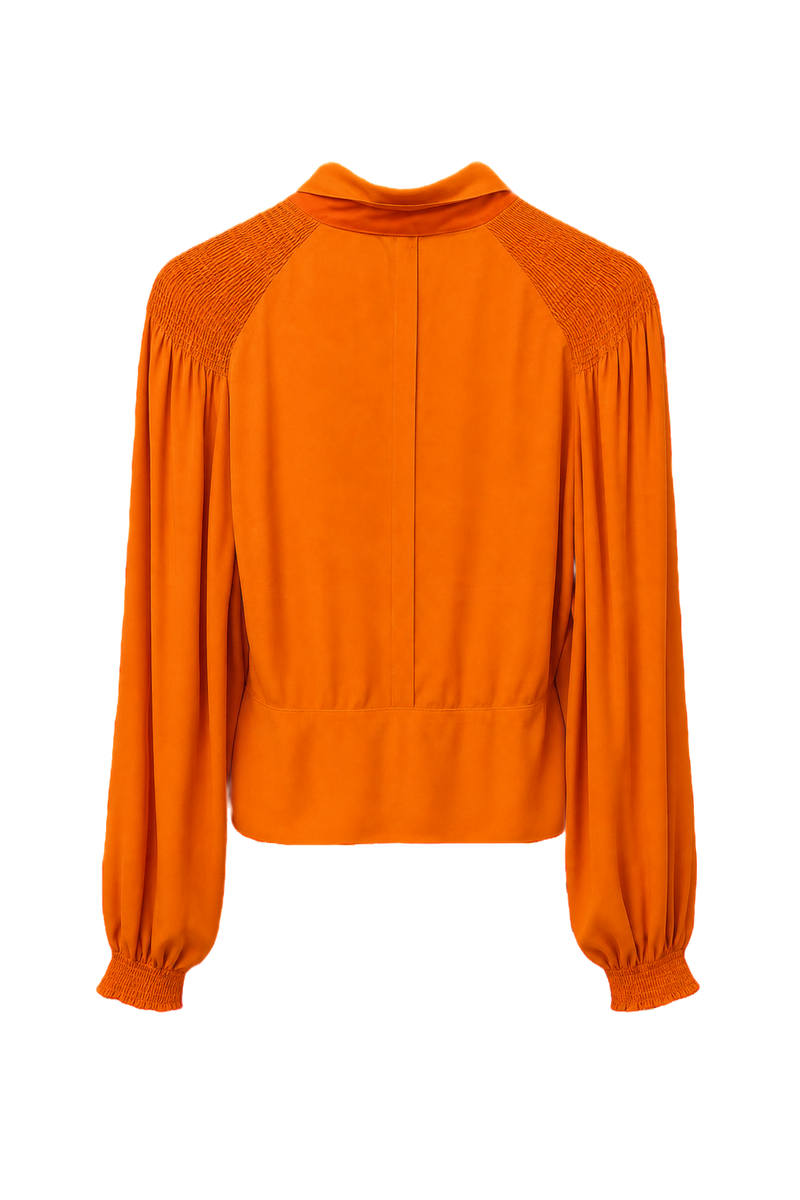 1920s Orange Silk Blouse - Back View