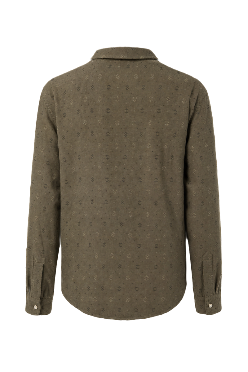 1980s Olive Green Cotton Shirt - Back View