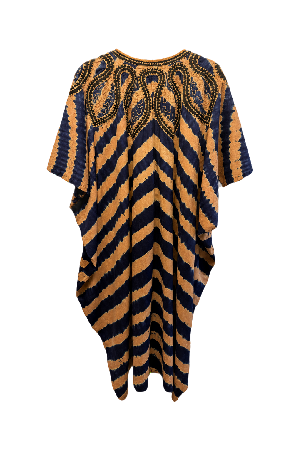 1970s Navy Blue Cotton Blend Dress - Back View