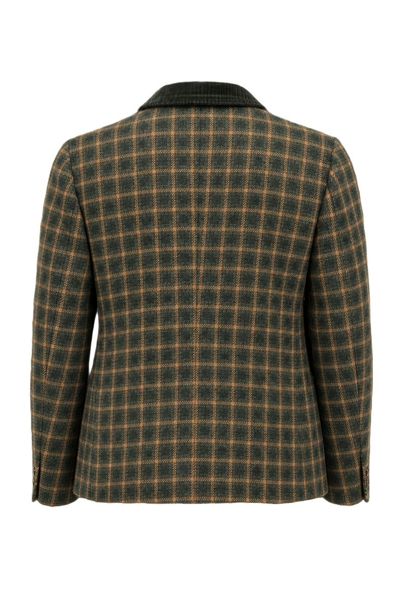 1970s Forest Green Wool Blend Blazer - Back View
