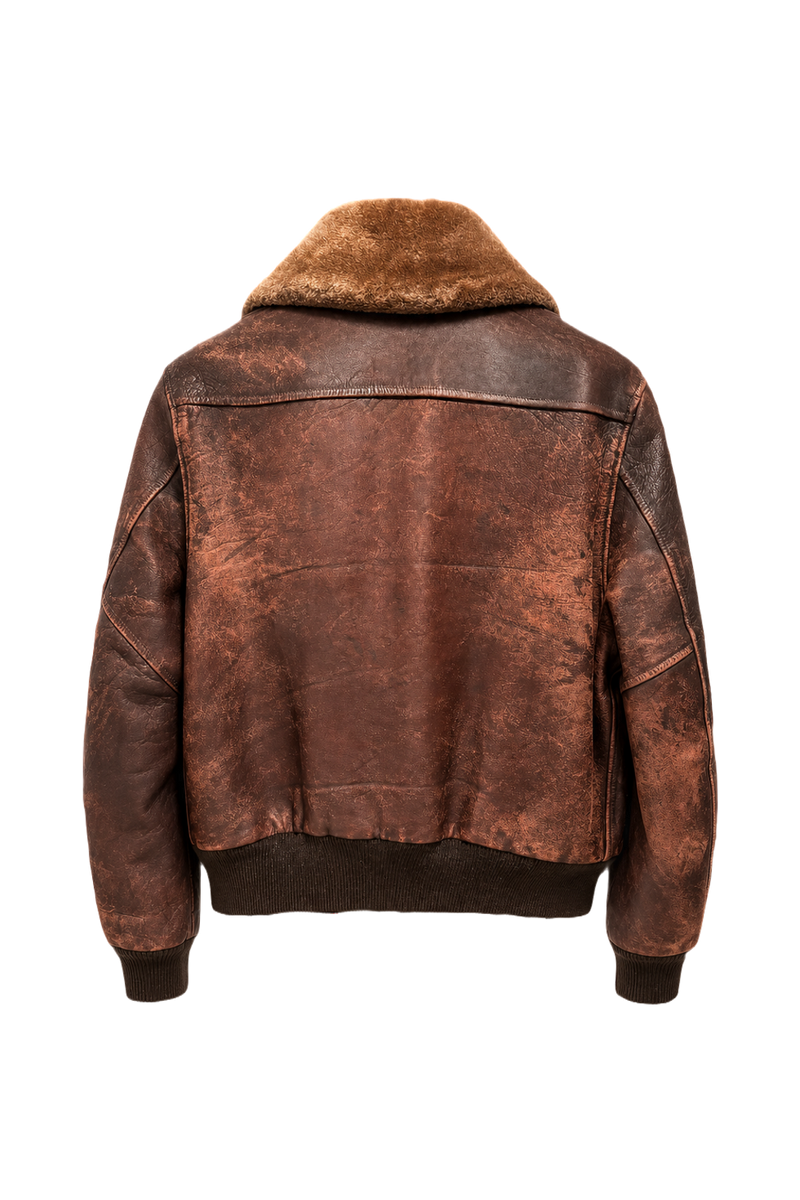 1940s Brown Leather Jacket - Back View