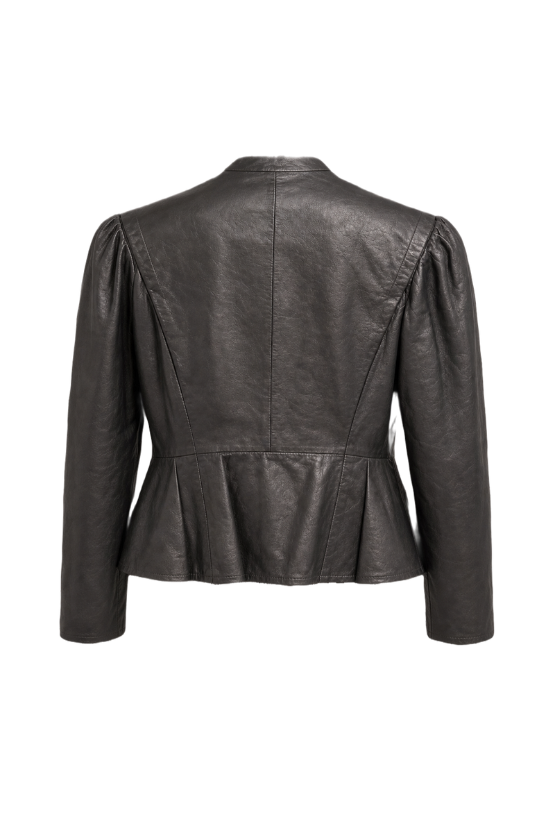 1980s Black Leather Jacket - Back View