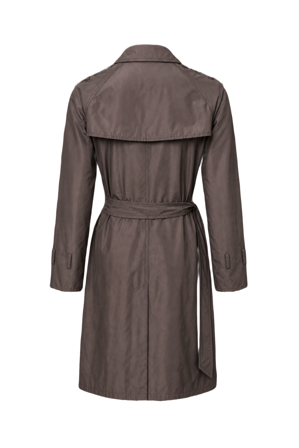 1990s Charcoal Grey Synthetic Blend Trench Coat - Back View