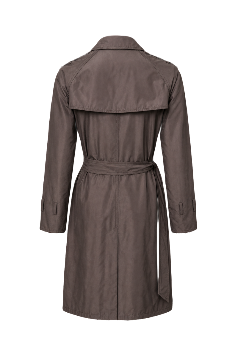 1990s Charcoal Grey Synthetic Blend Trench Coat - Back View