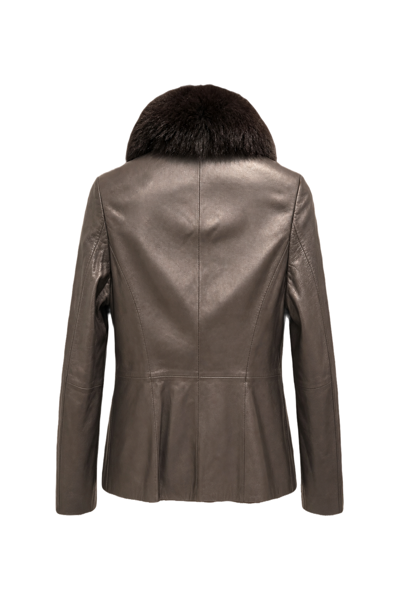 1990s Dark Brown Leather Jacket - Back View