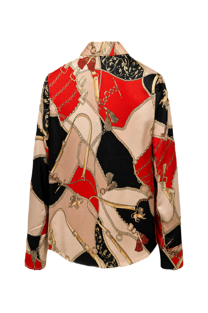 1980s Red Silk Blend Blouse - Back View