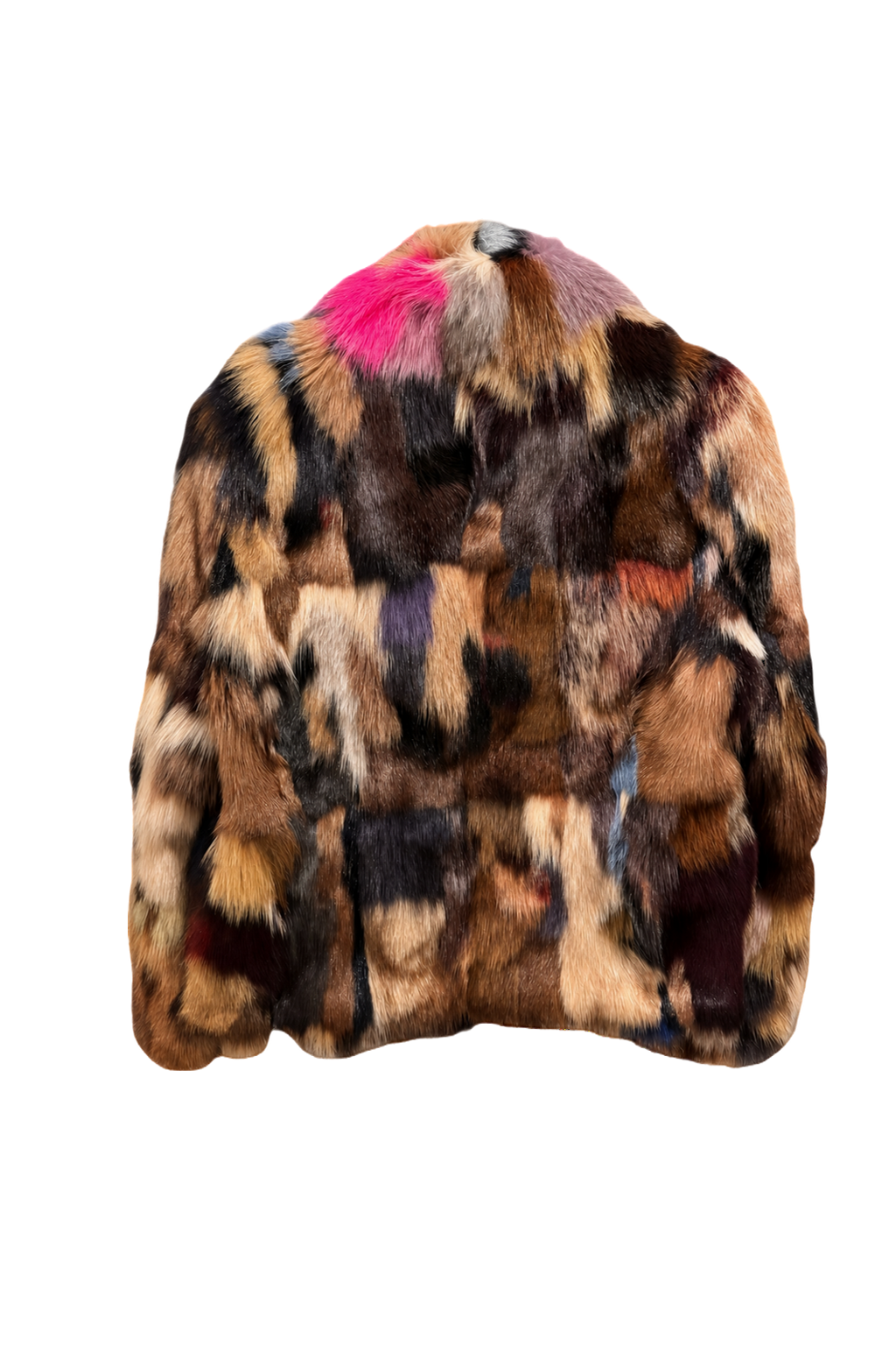 1990s Multicolor Fur Coat - Back View