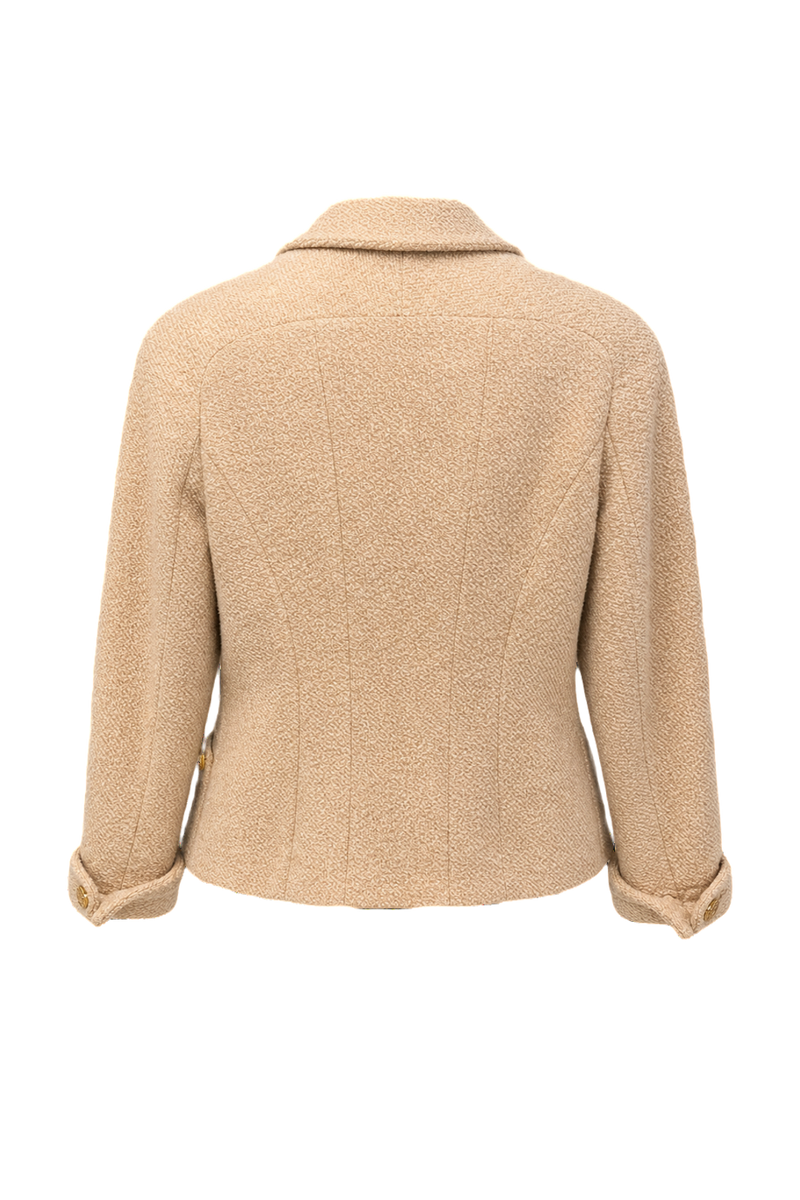 1980s Cream Wool Blend Blazer - Back View