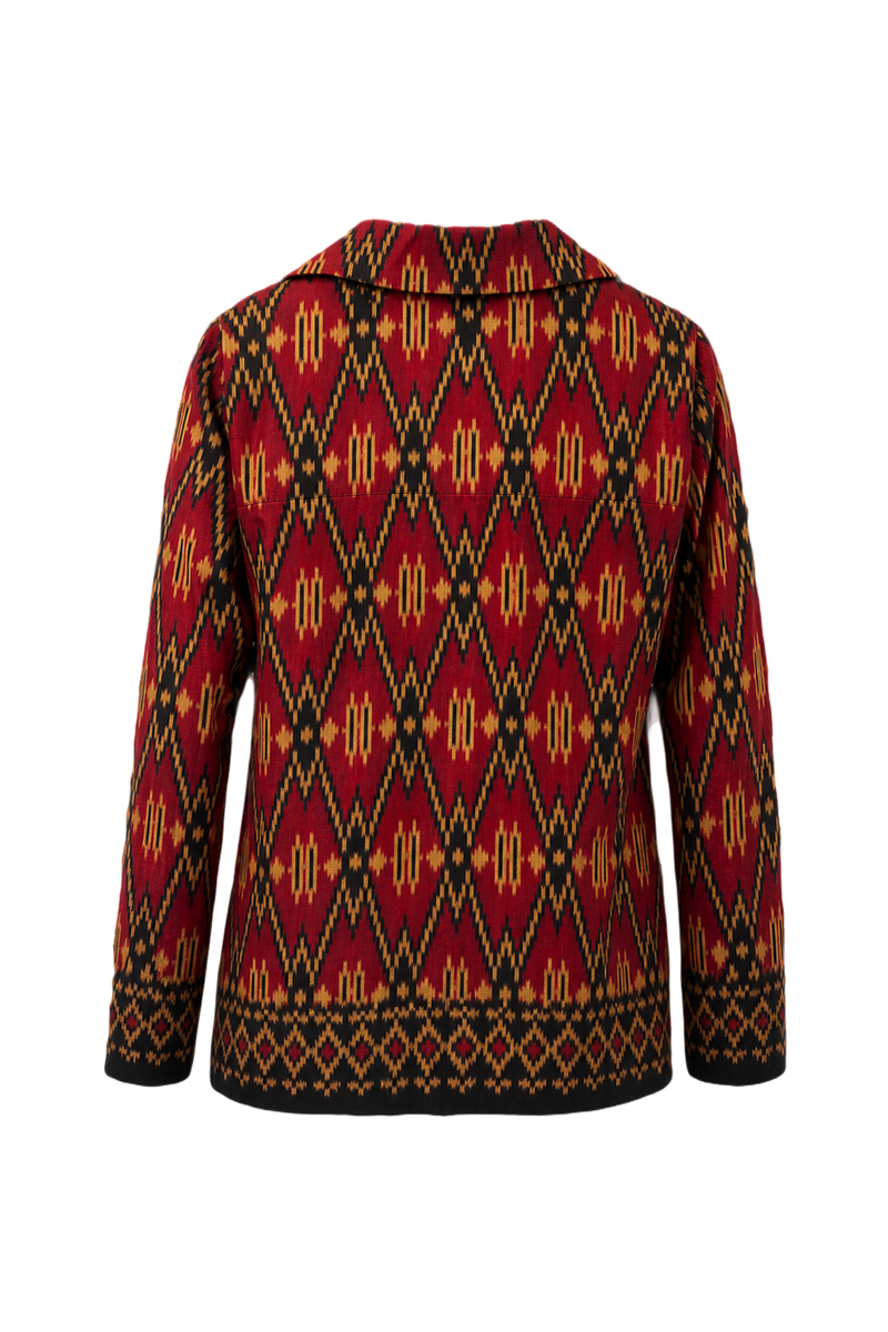 1980s Red Cotton Blouse - Back View